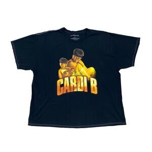 Cardi B Gold Logo Washed T Shirt Men's 2XL Hip Hop Rap